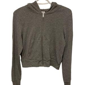 Women’s TNA Grey Waffle Knit Crop Hoodie Size Medium